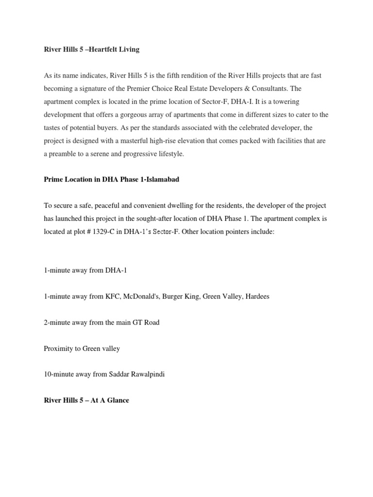 River Hills 5 Investment Proposal PDF Apartment Investing