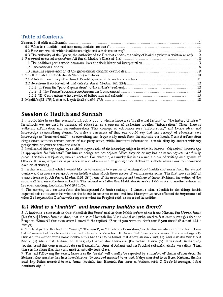 session-6-hadith-and-sunnah-0-1-what-is-a-hadith-and-how-many