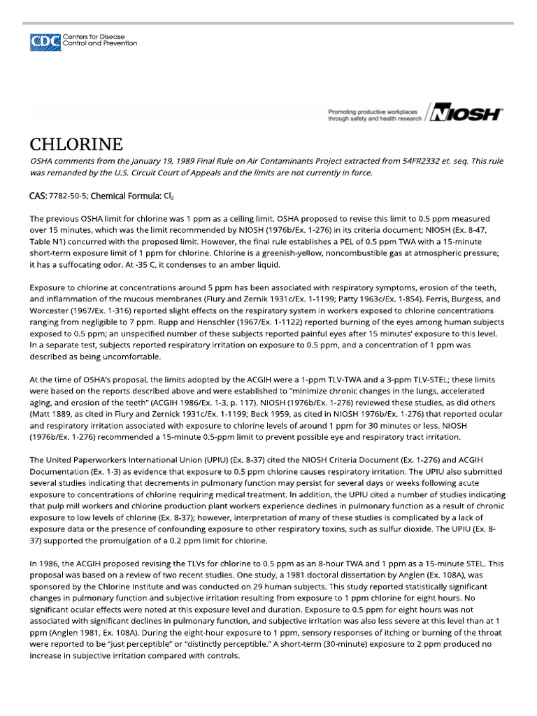 1988 OSHA PEL Project Chlorine _ NIOSH _ CDC PDF