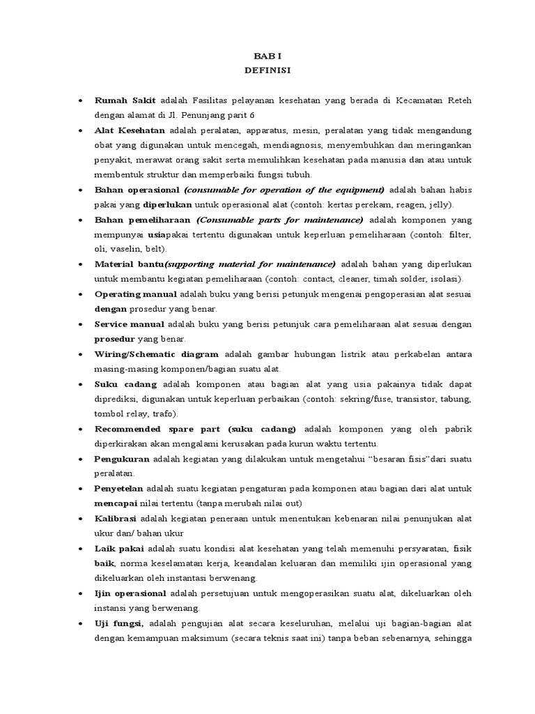DEFINING MEDICAL EQUIPMENT TERMS AND MAINTENANCE SCOPE PDF