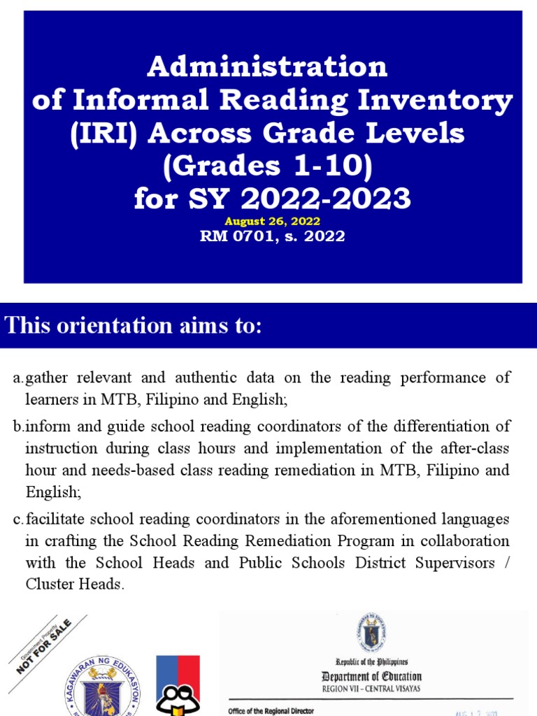 Informal Reading Inventory Guidelines 2022 | PDF | Reading ...