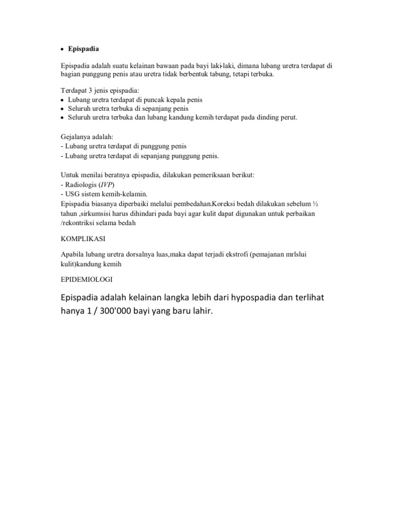Pemahaman tentang Epispadia | PDF