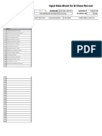 Input Data Sheet For E-Class Record: Region Division District School Name School Id