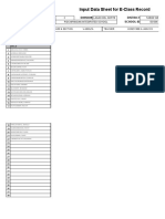 Input Data Sheet For E-Class Record: Region Division District School Name School Id