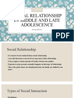 Social Relationship in Middle and Late Adolescence: Lesson Eleven