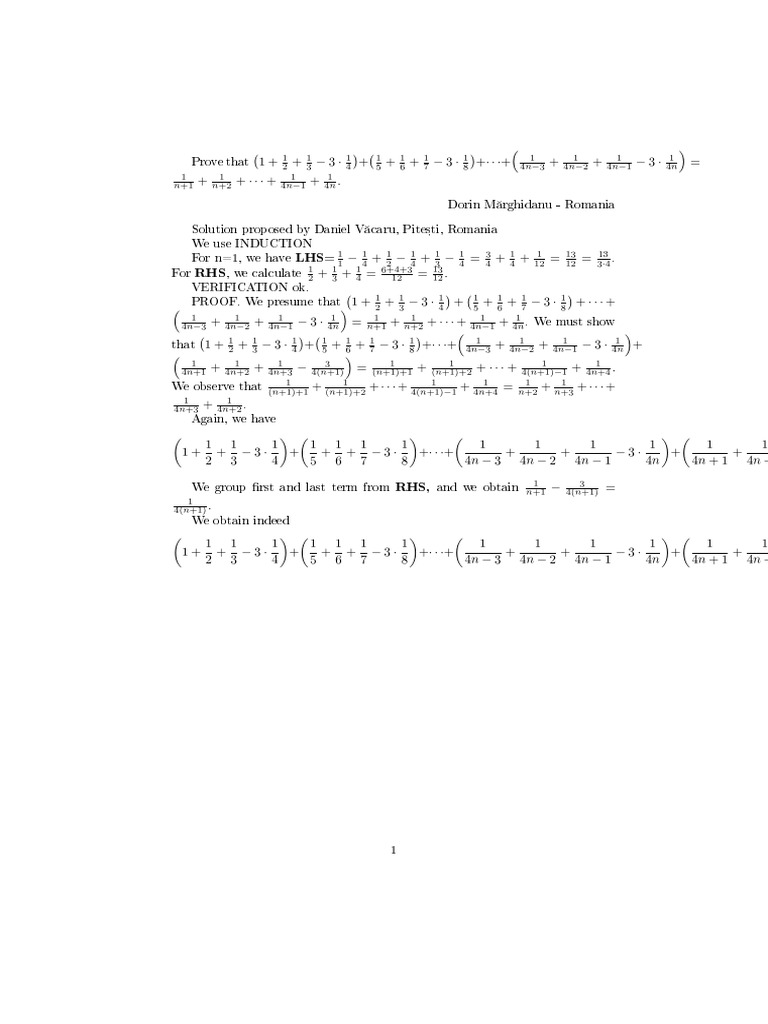 Mathematical Induction Proof | PDF | Teaching Methods & Materials