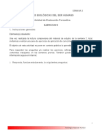 Bases biológicas del ser humano. Ejercicios de evaluación