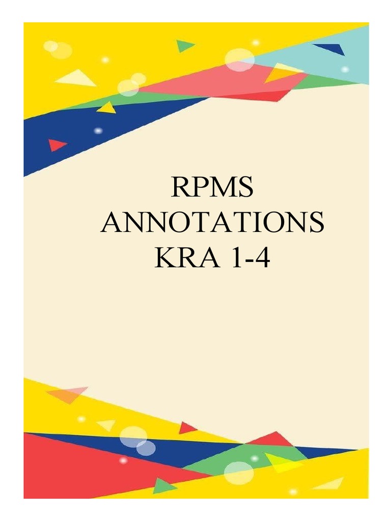 RPMS Annotations for Teacher Evaluation | PDF | Teaching Method | Learning