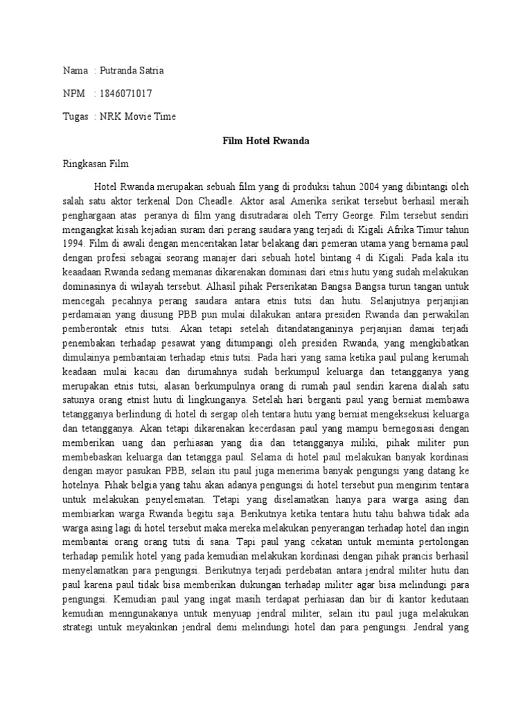 Film Hotel Rwanda | PDF | Fiksi Misteri, Thriller, & Kejahatan