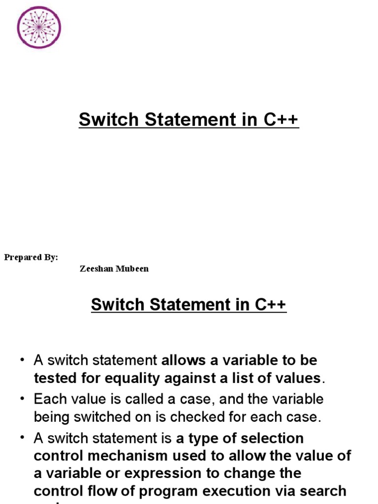 C++ Switch Statement Guide | PDF | C++ | Computer Engineering