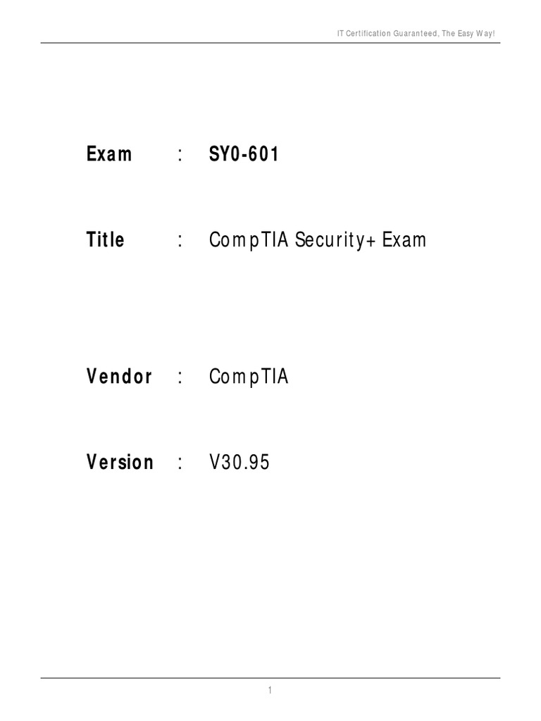 Sy0-601 V30.95 | PDF | Security | Computer Security