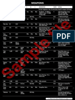 Sample File: Weapon Cost DMG Crit S M L Ammunition Shots Special