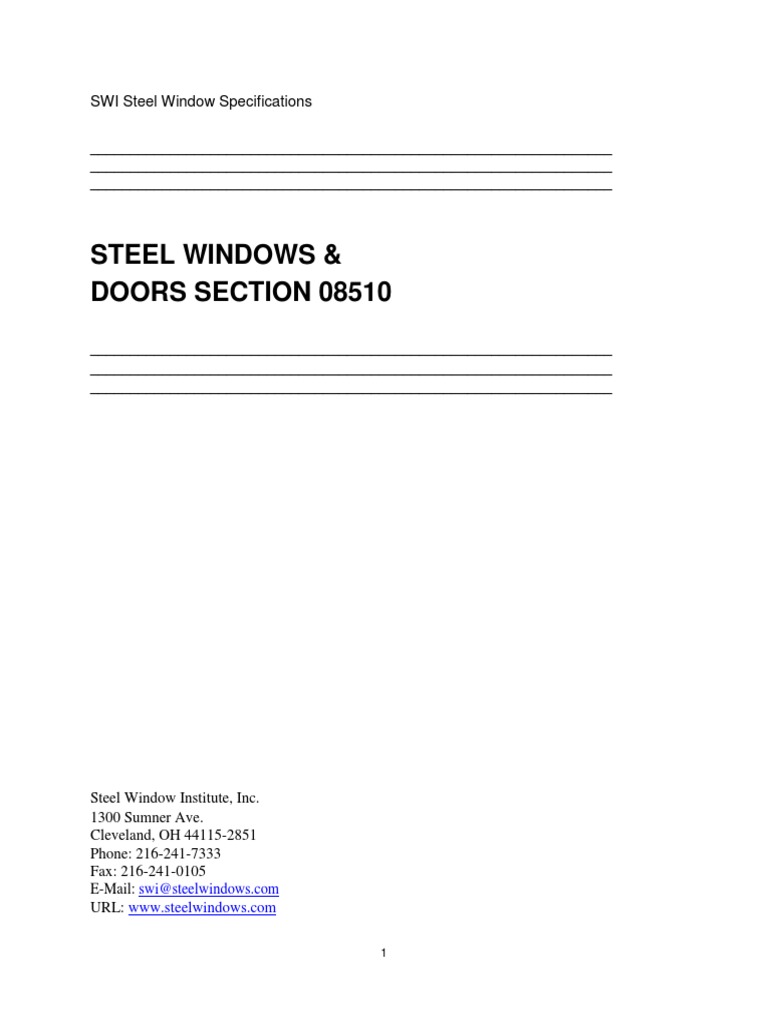 Steel Window Specifications Overview | PDF | Window | Door