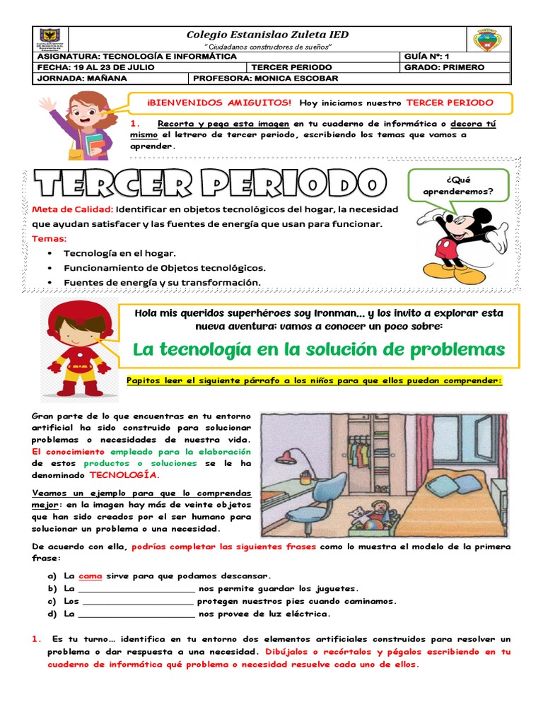 Guia 1 Informatica Primero 3p | PDF | Arte | Informática