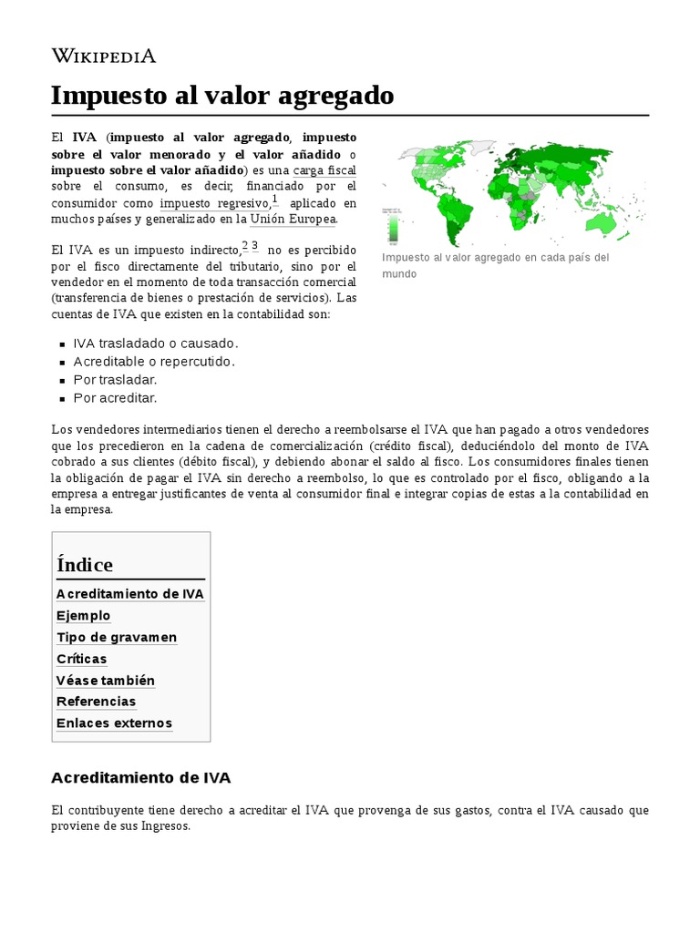 IVA: Tasas y Acreditamiento Global | PDF | Impuesto al valor agregado ...