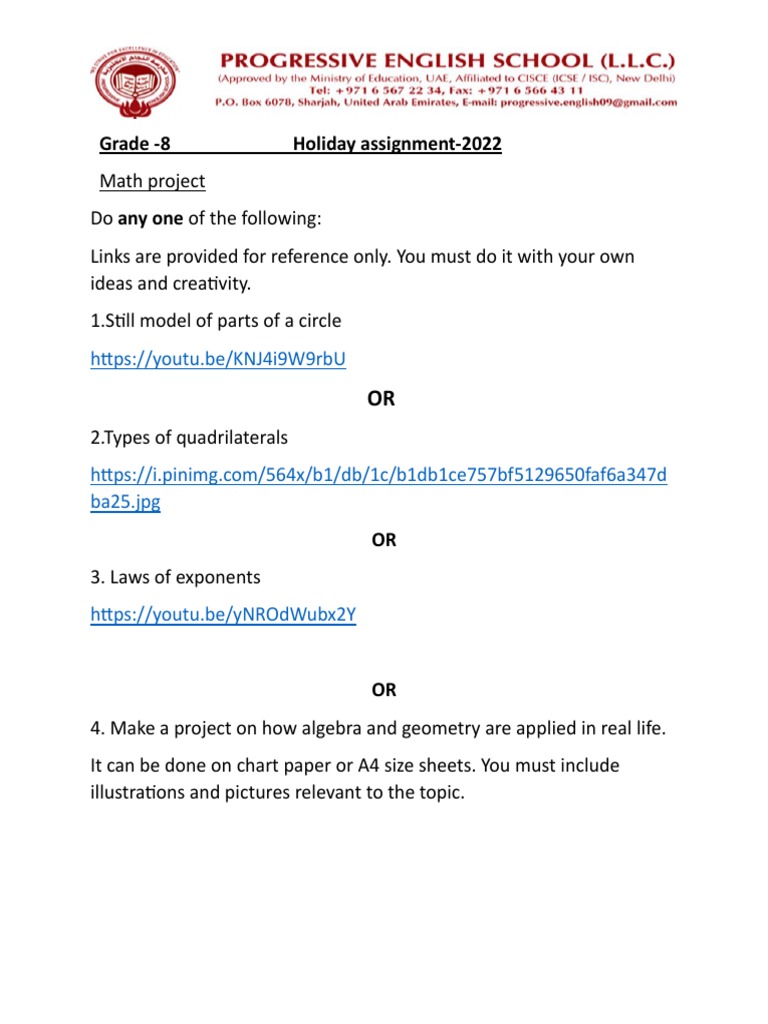 Grade 8 Math Holiday Assignment 2022 | PDF | Numbers | Rational Number