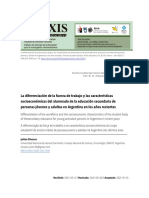 La Diferenciación de La Fuerza de Trabajo y Las Características Socioeconómicas Del Alumnado de La Educación Secundaria de Personas Jóvenes y Adultas en Argentina en