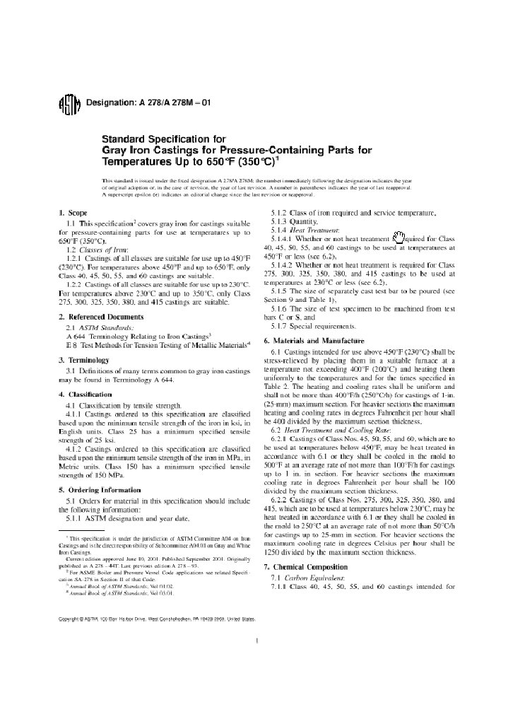 Astm A278 | PDF