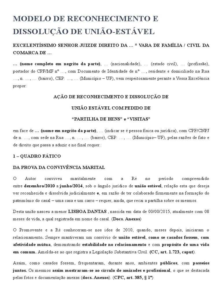Modelo de Reconhecimento e Dissolução de União-Estável | PDF | União ...