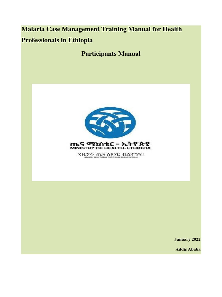 Malaria Case Management Training Manual For Health Professionals in