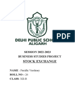 Stock Exchange: SESSION 2022-2023 Business Studies Project