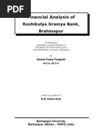 Financial Analysis Of: Rushikulya Gramya Bank, Brahmapur