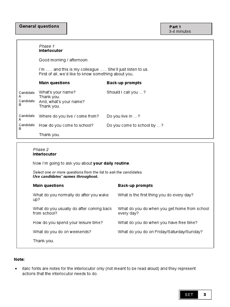 SPEAKING MYE SET 3 TEACHER'S BOOKLET (Form 4 2022) | PDF | Career ...