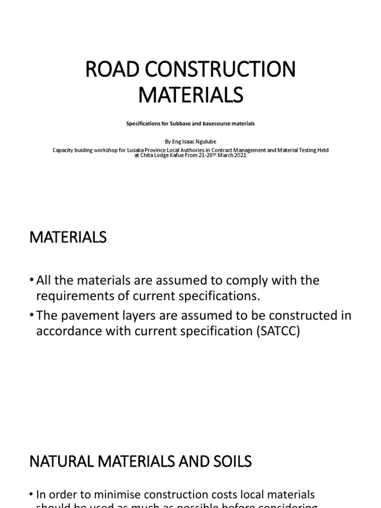 Presentation 1 Gravel Specification For Gravel For Subbase and Base