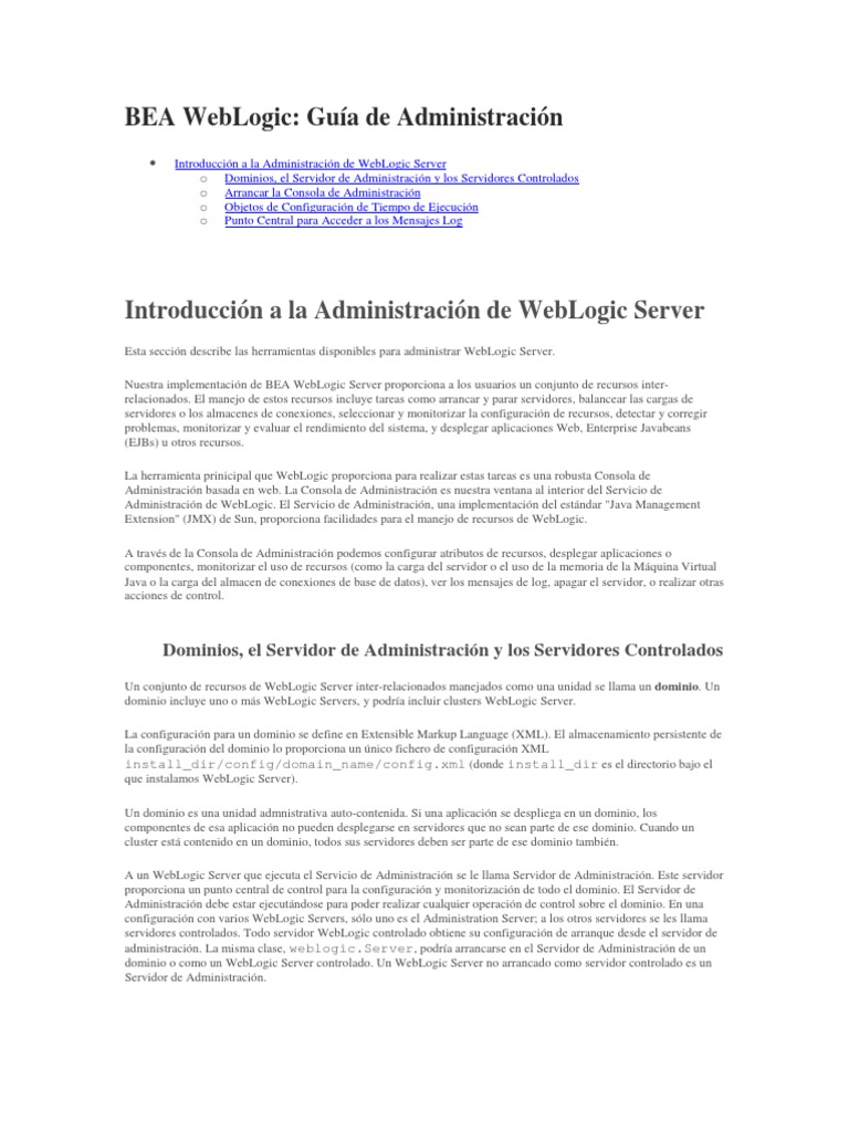 Administración de BEA WebLogic Server | PDF | Informática