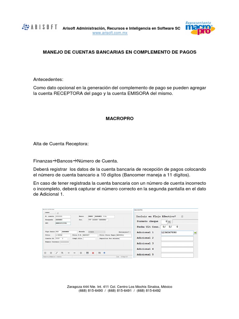 Cuenta Receptora Emisora en Complemento de Pago PDF