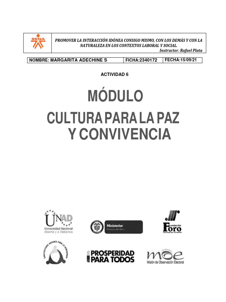 Act 6 Cultura de La Paz | PDF | Violencia | Paz
