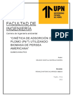 Cinética de adsorción de Pb+2 en biomasa de Persea