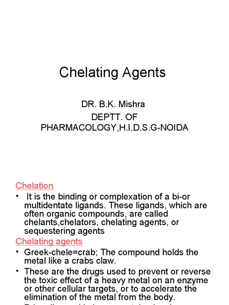Chelating Agents in Pharmacology | PDF | Chelation ...