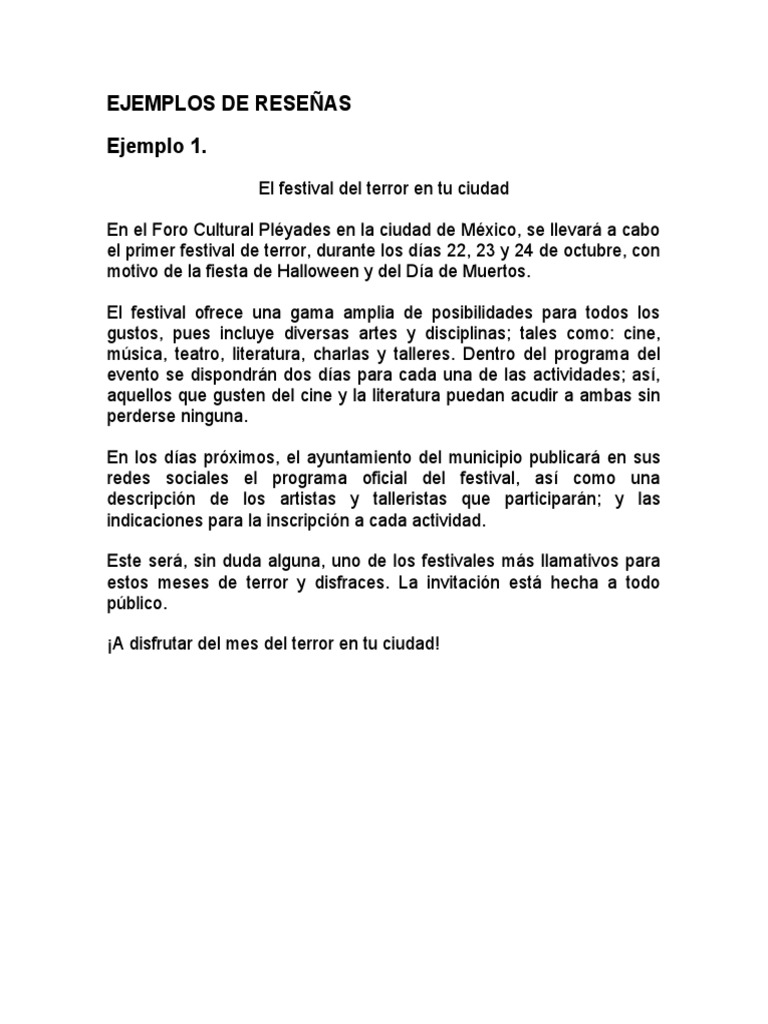 Ejemplos de Reseñas 2 | PDF | México