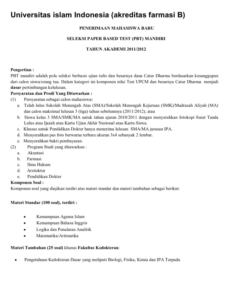 Contoh Soal Ujian Masuk Uii Yogyakarta Contoh Soal Terbaru
