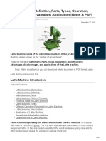 Lathe Machine: Definition, Parts, Types, Operation, Specification, Advantages, Application (Notes & PDF)