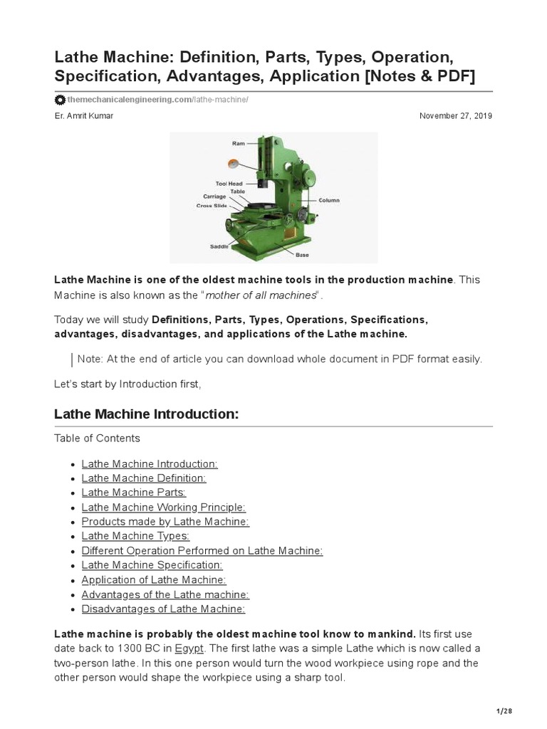 Lathe Machine PDF Machining Crafts