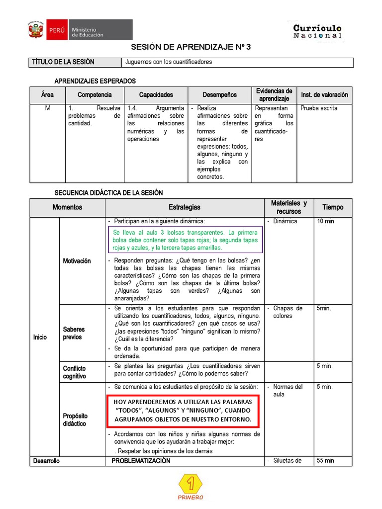 Sesion de Aprendizaje N°3 | PDF | Aprendizaje | Cognición