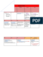 August 2022 Student Calendar