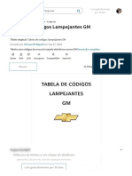 Tabela de códigos lampejantes GM para diagnóstico de falhas