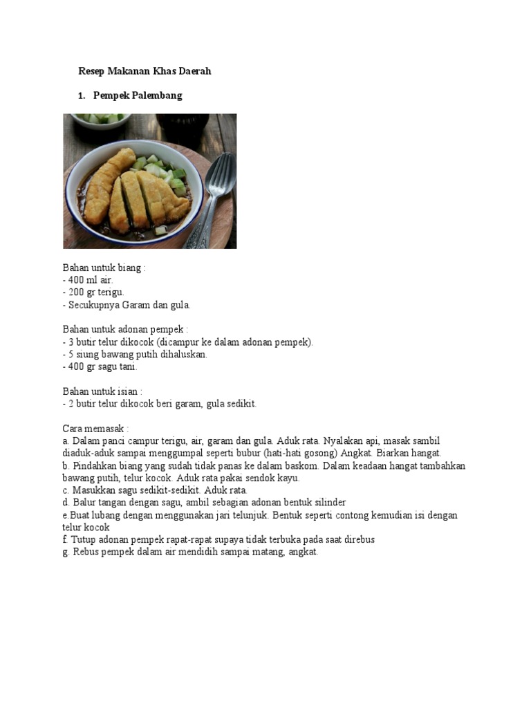 Daftar resep masakan khas Indonesia