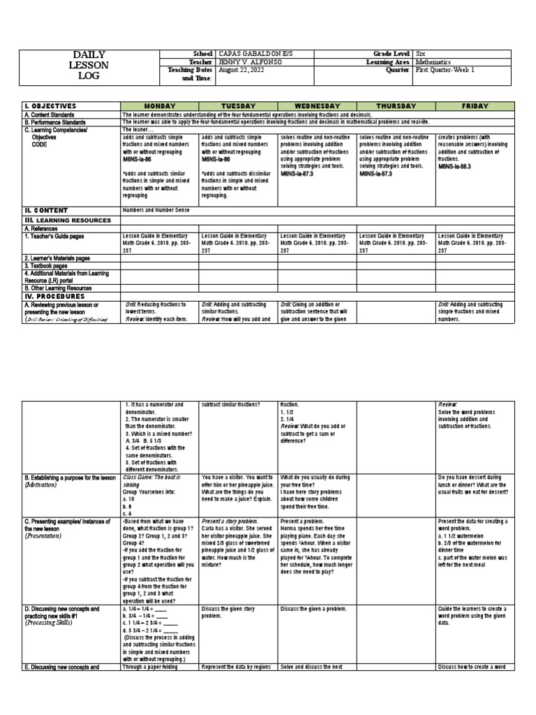 Mathematics 6 First Quarter Week 1 1 | PDF | Mathematics | Science