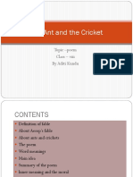 Class Viii Poem The Ant and The Cricket