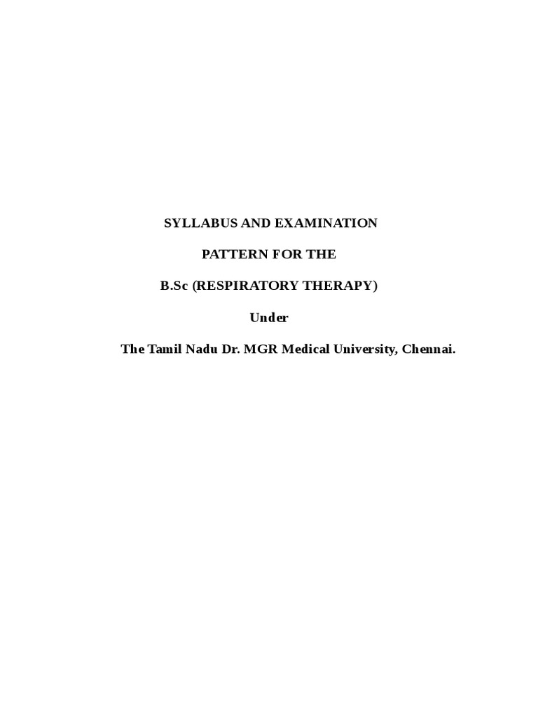 Syllab BSC RT | PDF | Respiratory Diseases | Lung