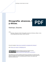 Restrepo, Eduardo (2018). Etnografía Alcances, Técnicas y Éticas