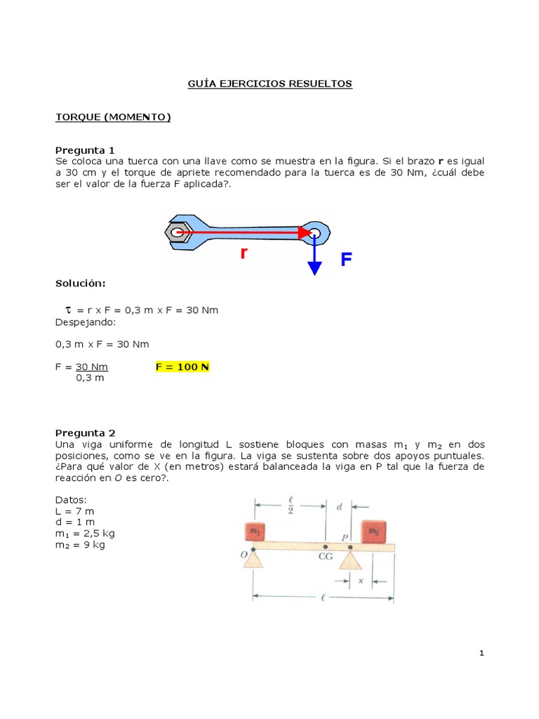 Ejercicios Resueltos de Torque | PDF