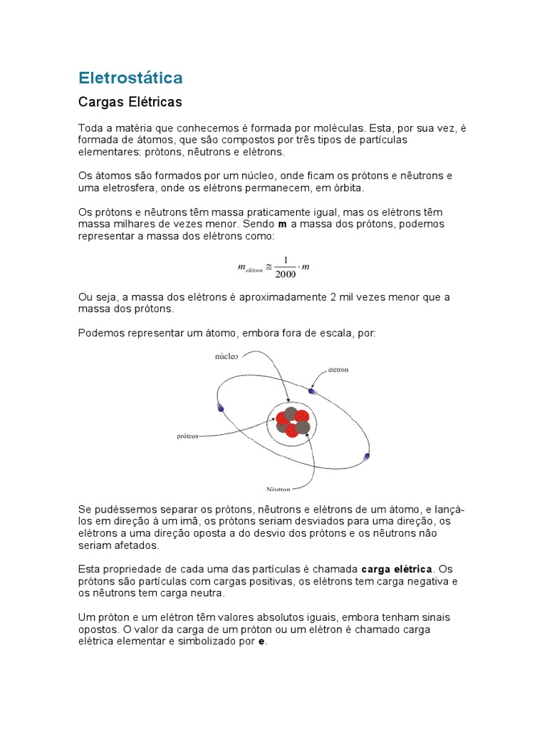 Fundamentos da Eletrostática e Cargas Elétricas | PDF | Carga elétrica ...