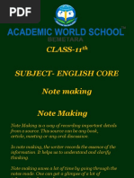 CLASS-11 Subject-English Core Note Making