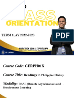 Class Orientation - Term 1 - AY 2022 To 2023