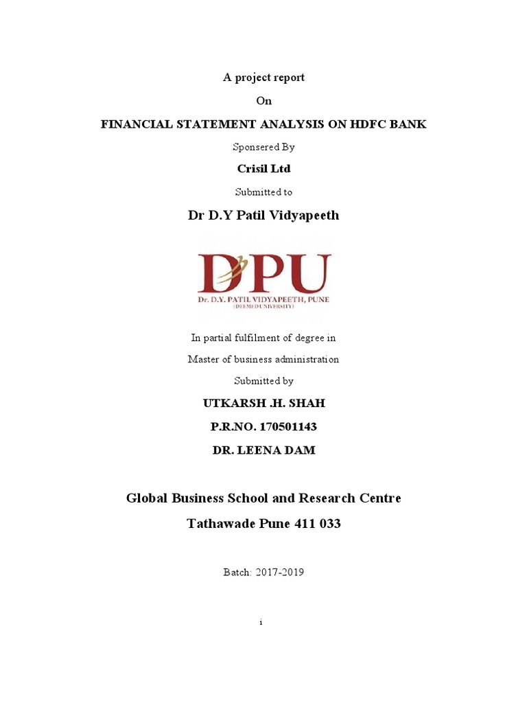 Financial Statement Analysis On HDFC Bank PDF Balance Sheet Debits And Credits